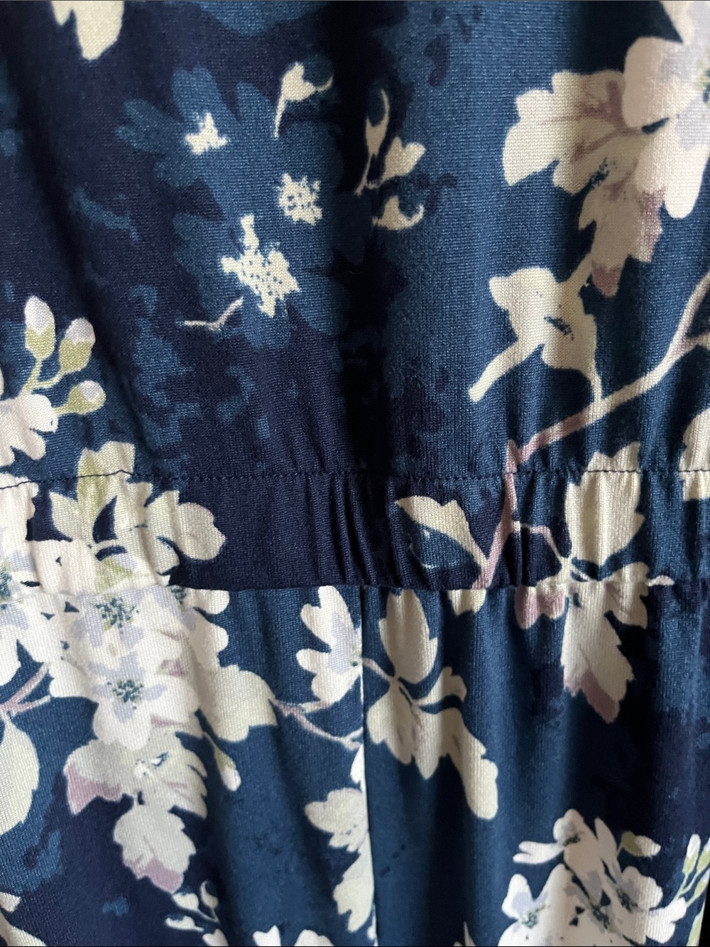 Navy Floral Jumpsuit with Cream Blossoms - Picture 6 of 9